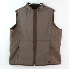 Woolrich Women's Dark Chocolate Floral Reversible Fleece Quilted Vest Size XL