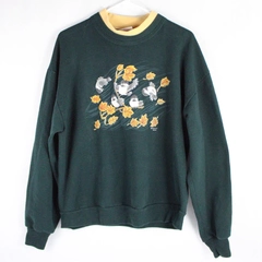 Vintage Morning Sun Jerzees Activewear Green Bird Sweatshirt Women's Large