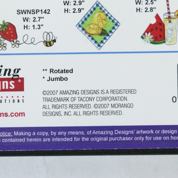 Summer Picnic 1 Embroidery Designs CD Rom - Sealed - Amazing Designs