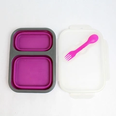 Eco One Collapsible Silicone Bento Box With 2 Compartments And Spork