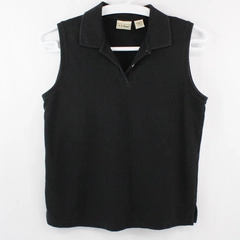  L.L. Bean Women's Shirt Black Collared Sleeveless Tank Top Size Medium 