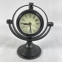 Vintage Cast Iron Swivel Desk Top Gyroscope Quart Movement Clock 7.5 Inch