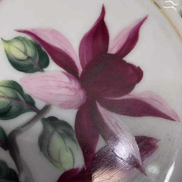 Hand Painted Norcrest China Floral Reticulated Rim 8 Inch Plate NW 4/3818 