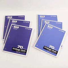 Pack of 6 Tops Products College Ruled Spiral Bound Notebook 70 Sheets 1 Subject