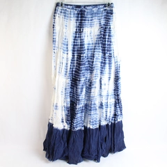 Cute Options Tiered Blue Tie Dye Cotton Maxi Skirt Women's Size Small