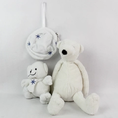 3 Piece Lot Polar Bear Stuffed Animals and Zipper Pouch