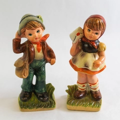 Vintage Hand Painted Boy and Girl Figurines 5in Collectible Made in Sri Lanka