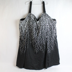Swim 365 Plus Size Black and White Padded Swim Suit Top Women's 34
