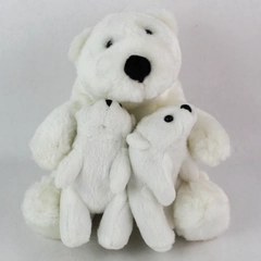 National Wildlife Federation Sitting Momma Polar Bear Plush Attachable Cubs 6.5"