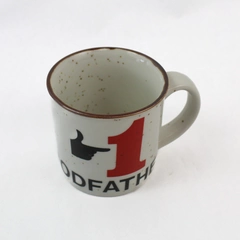 Number 1 Godfather Vintage Coffee Mug Speckled Stoneware 12 oz Father's Day