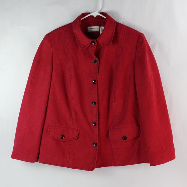 Alfred Dunner Red Long Sleeve Collar Button Up Jacket Women's Plus Size 16W