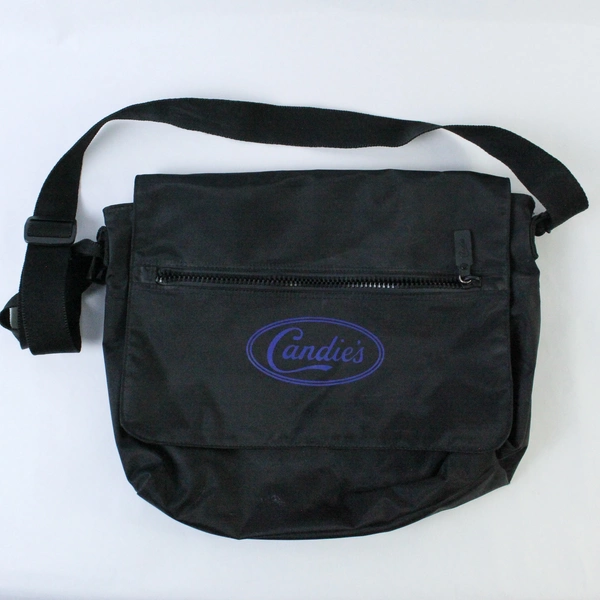 Candie's Tote Bag Canvas Black Handle Snap Closure Adjustable Shoulder Straps
