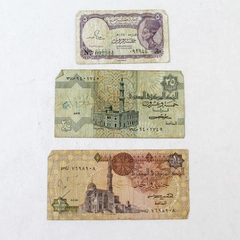 Lot of 3 Vintage 1980s Egypt Banknotes Various Series