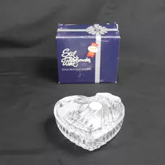 Vtg Anna Hutte Heart Shaped Trinket Dish 24% Lead Crystal in Box