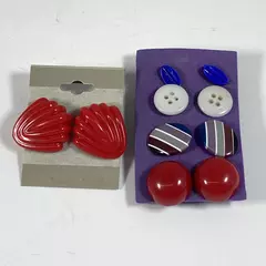 Lot of 5 Pairs of Button Top Stud Pierced Earrings