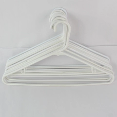 Lot of 10 White Plastic Tubular Clothing Hangers With Hooks