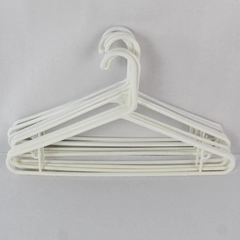 Lot of 10 White Plastic Tubular Clothing or Coat Hangers With Hooks