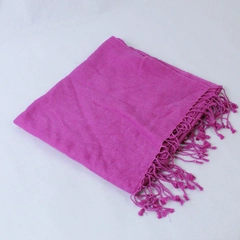 Pashmina Scarf Wrap Shawl Fuchsia Pink Silk Cashmere Blend Fringe Solid Pattern