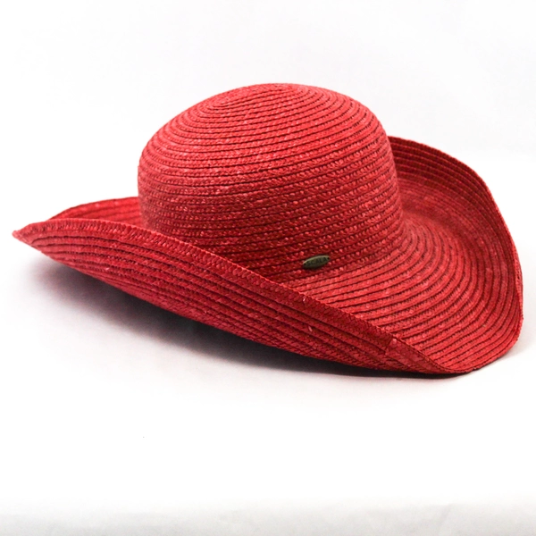 Scala Red Sun Hat Woven Wide Brim Size 57 cm