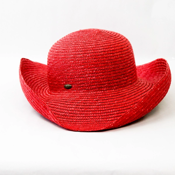 Scala Red Sun Hat Woven Wide Brim Size 57 cm