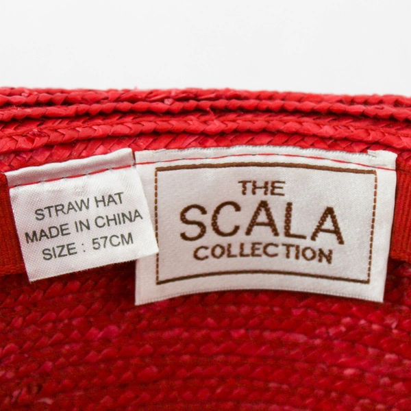 Scala Red Sun Hat Woven Wide Brim Size 57 cm