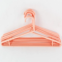 Lot of 10 Light Pink Coral Plastic Tubular Clothing Hangers with Bars & Hooks