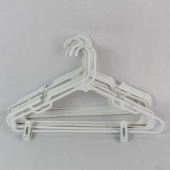 Lot of 10 White Plastic Tubular Hangers with Clips for Home Storage