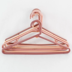 Lot of 10 Shades of Pink Plastic Tubular Clothing Hangers With Hooks