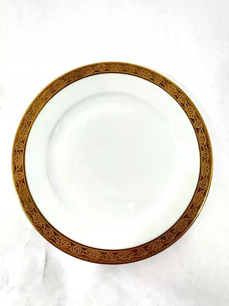 Set of 6 Vtg Thomas Bavaria L & G Gump White Porcelain Bread Plates Gold Trim