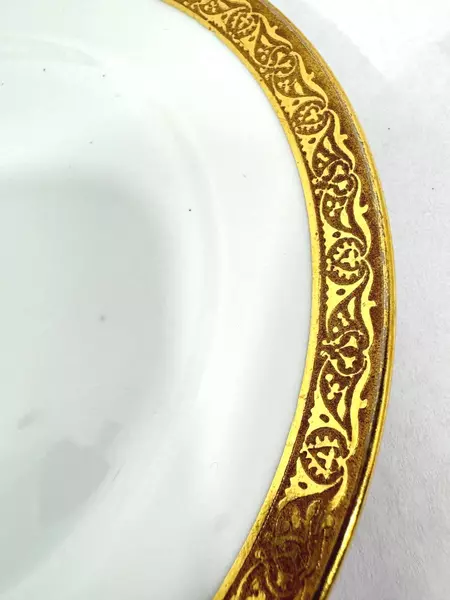 Set of 6 Vtg Thomas Bavaria L & G Gump White Porcelain Bread Plates Gold Trim
