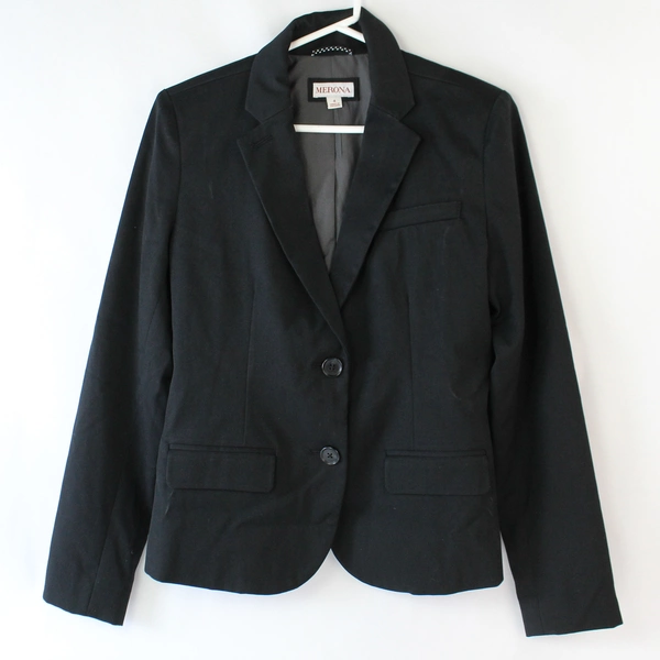 Merona Black Two-Button Closure Blazer Jacket Women's Size 4
