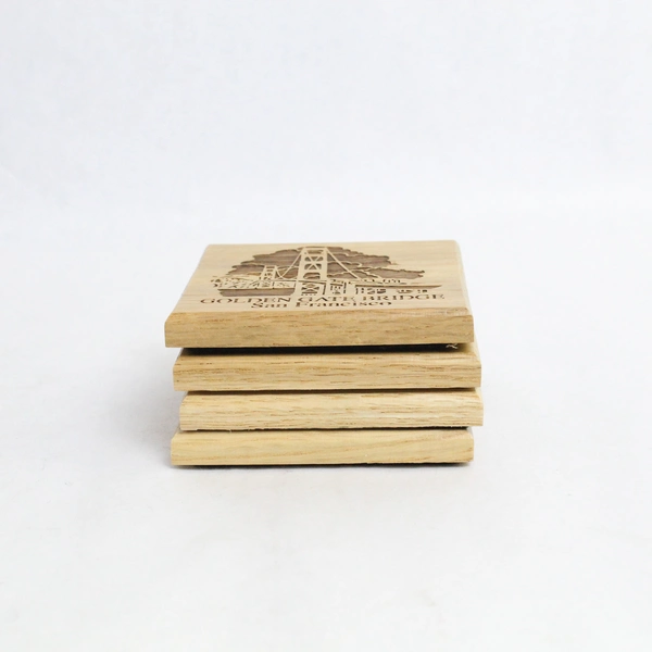 Set of 4 Golden Gate Bridge Coasters San Francisco 4"x4" Good Condition