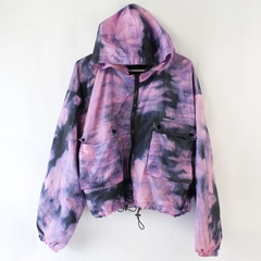 Wild Fable Women's Purple Tie Dye Cropped Hooded Zip Up Windbreaker Size XL