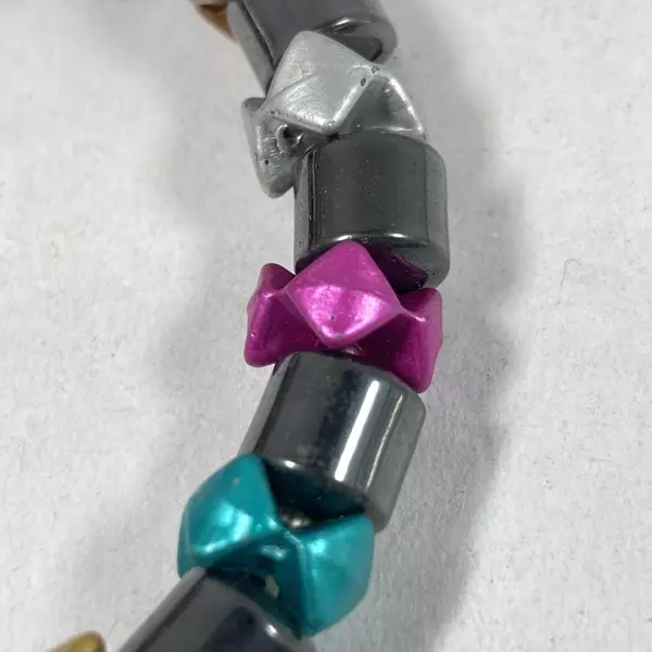 Hematite And Rainbow Plastic Bead Stretch Bracelet