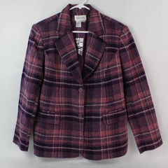 Chadwick's 100% Wool Purple Plaid Jacket Women's Size 10P