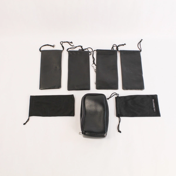 Lot of 7 Black Reusable Eyeglass Storage Bags with Drawstring Good Condition