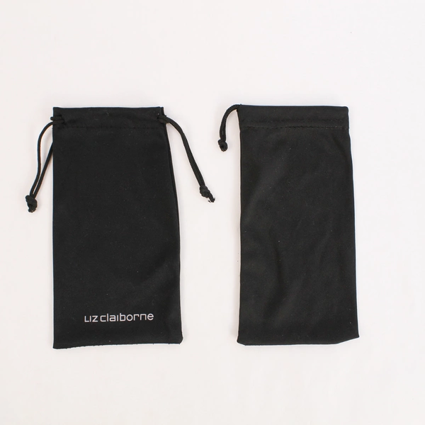 Lot of 7 Black Reusable Eyeglass Storage Bags with Drawstring Good Condition