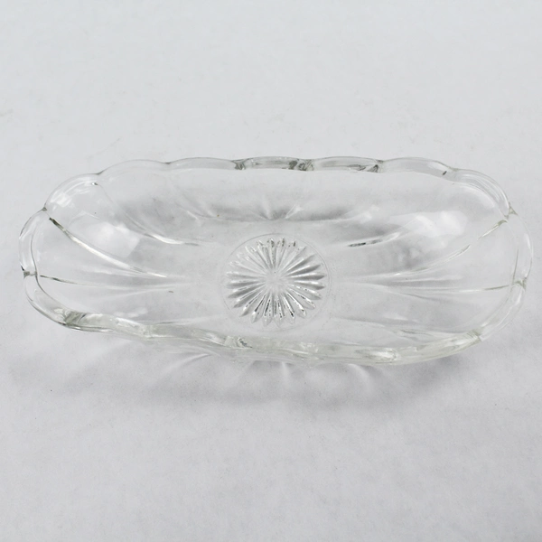 Vintage Clear Glass Fountainware Decorative Banana Split Dish Candy 8"