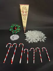 Lot of 21 Assorted Christmas Ornaments Candy Canes Snowflakes Wreath Dove