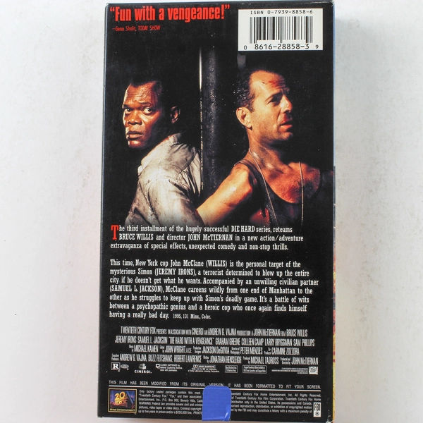 Die Hard With a Vengeance VHS 1995 20th Century Bruce Willis Samuel L Jackson