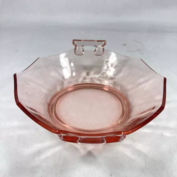 Vintage Imperial Glass Molly Pink Handled Bowl