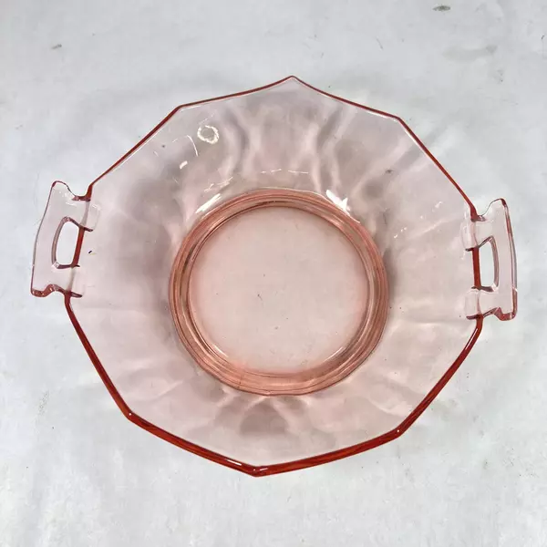 Vintage Imperial Glass Molly Pink Handled Bowl