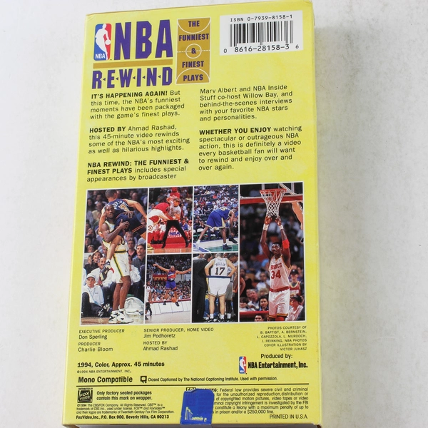 NBA Rewind The Funniest and Finest Plays VHS 1994 CBS Fox