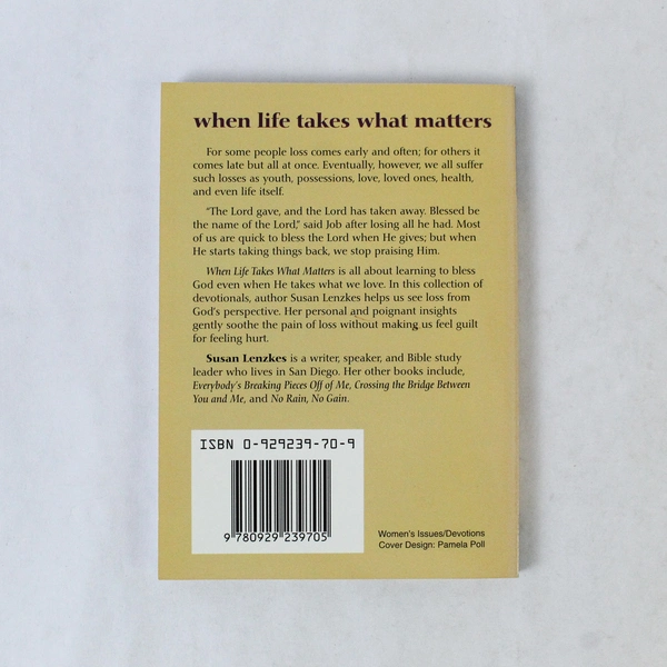 When Life Takes What Matters by Susan Lenzkes 1993 Paperback