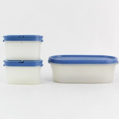 Lot of 3 Vintage Tupperware Containers with Blue Lids 2 Shakers & 1 Snack