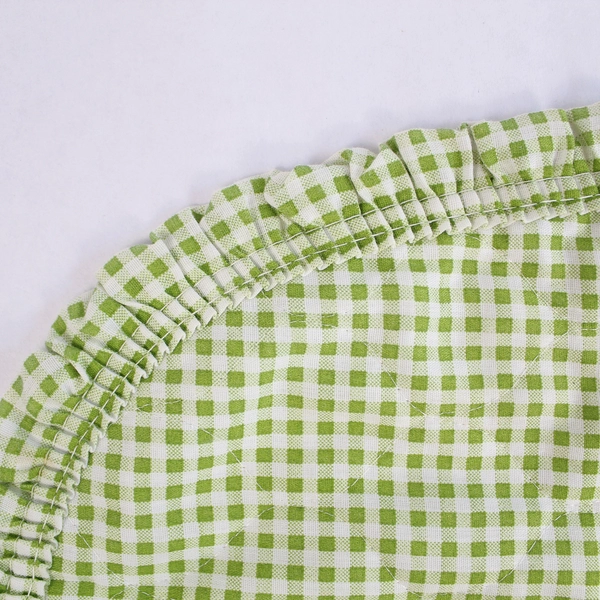 Lot of 4 Reversible Green & White Checkered Cloth Table Placemats Oval