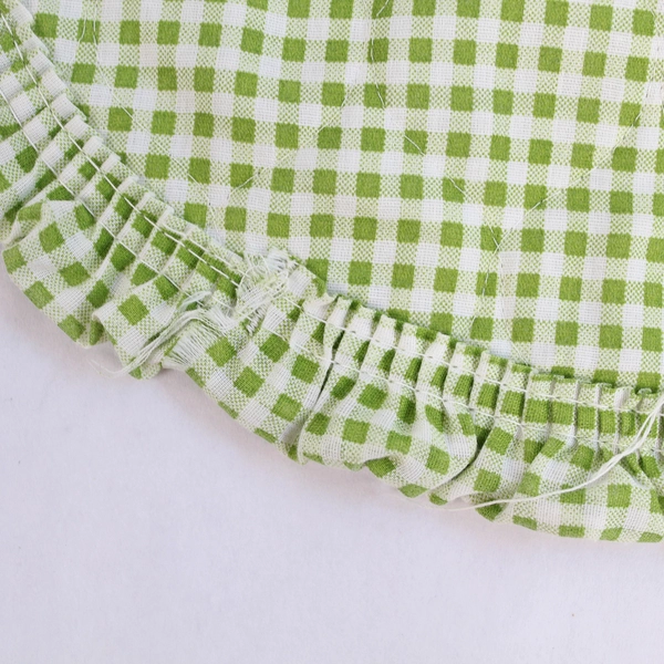 Lot of 4 Reversible Green & White Checkered Cloth Table Placemats Oval
