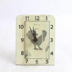 Terri Conrad Metal Rooster Shelf Clock Lever De Soleil Battery Powered 4.5"