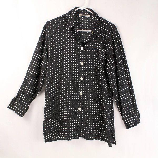 Concepts Women's Size 10 Black White Polka Dot Long Sleeve Button-Up Shirt