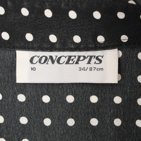 Concepts Women's Size 10 Black White Polka Dot Long Sleeve Button-Up Shirt